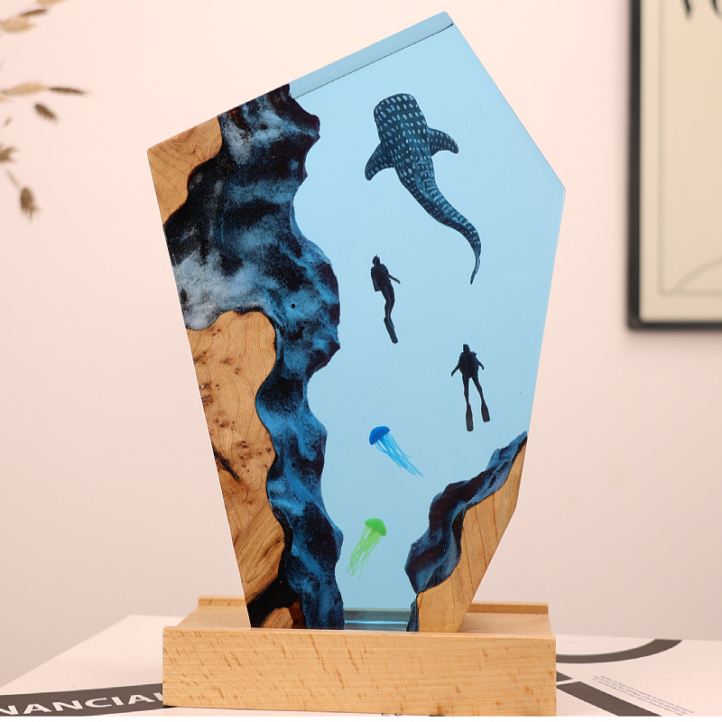 Resin Art Gift For Wedding - Resin Cave Whale Diver Desktop Jellyfish