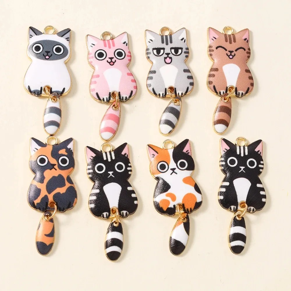 Resin Art Materials - 10Pcs 16×39mm Cute Cartoon Cat Resin