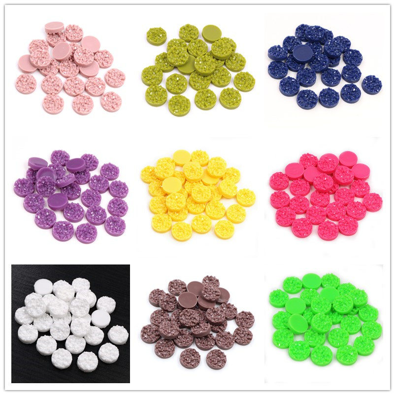 Resin Art Calligraphy - 40pcs Resin Druzy Cabochons Dome 8/10/12mm