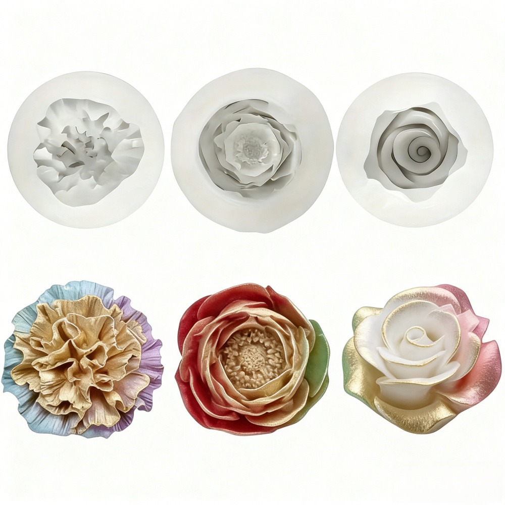 Resin Art Gift For Wedding - 3-Piece Silicone Molds for Roses, Peonies,