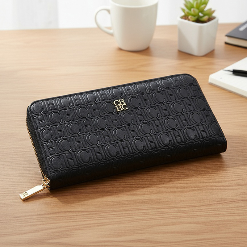 Resin Art Logo - CH Elegant Embossed Zipper Wallet Brand