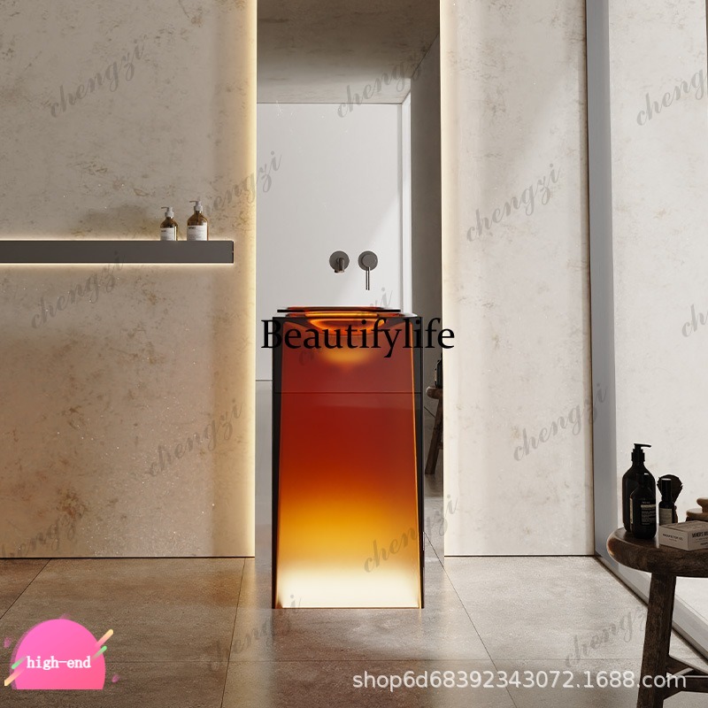 Resin Art Floor - R134 Transparent resin color column basin