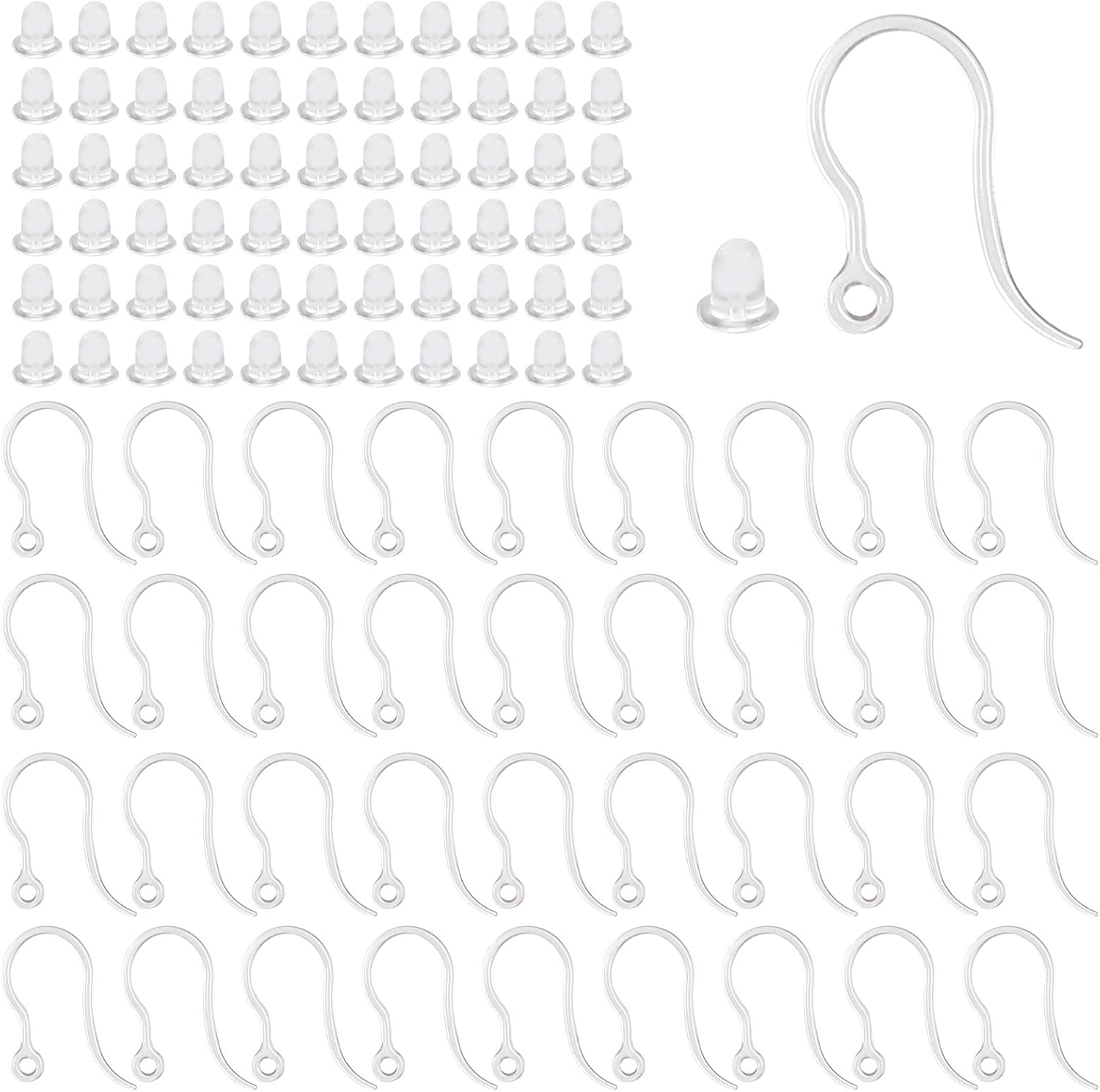 Resin Art Calligraphy - 40pcs Clear Plastic Earring Hooks Ear