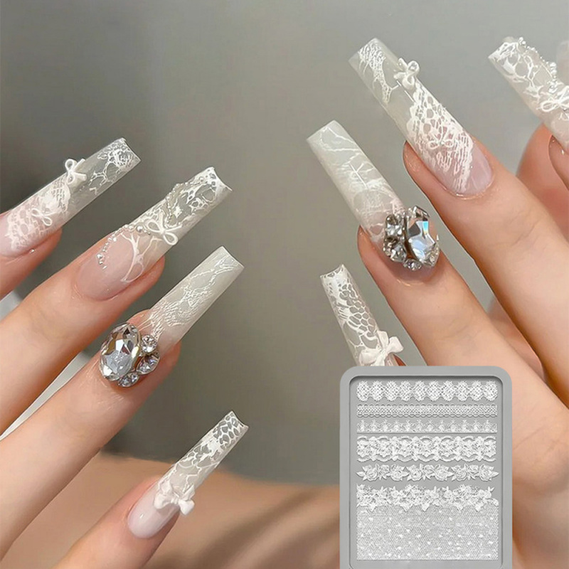 1pc Lace 3D Silicone Nail Mold - đánh giá và giá Resin Art Template