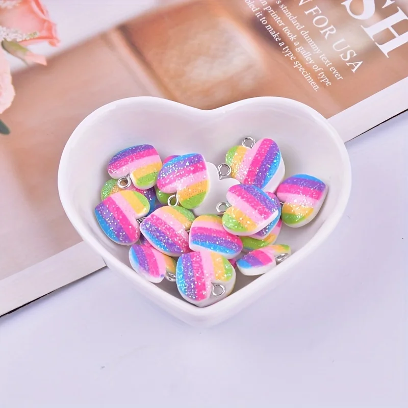 10Pcs Colorful Heart Resin Cha - đánh giá và giá Resin Art Calligraphy