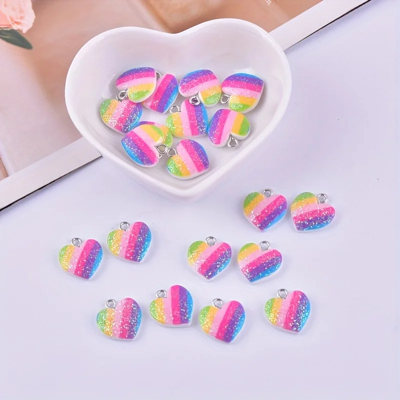 10Pcs Colorful Heart Resin Cha - đánh giá và giá Resin Art Calligraphy
