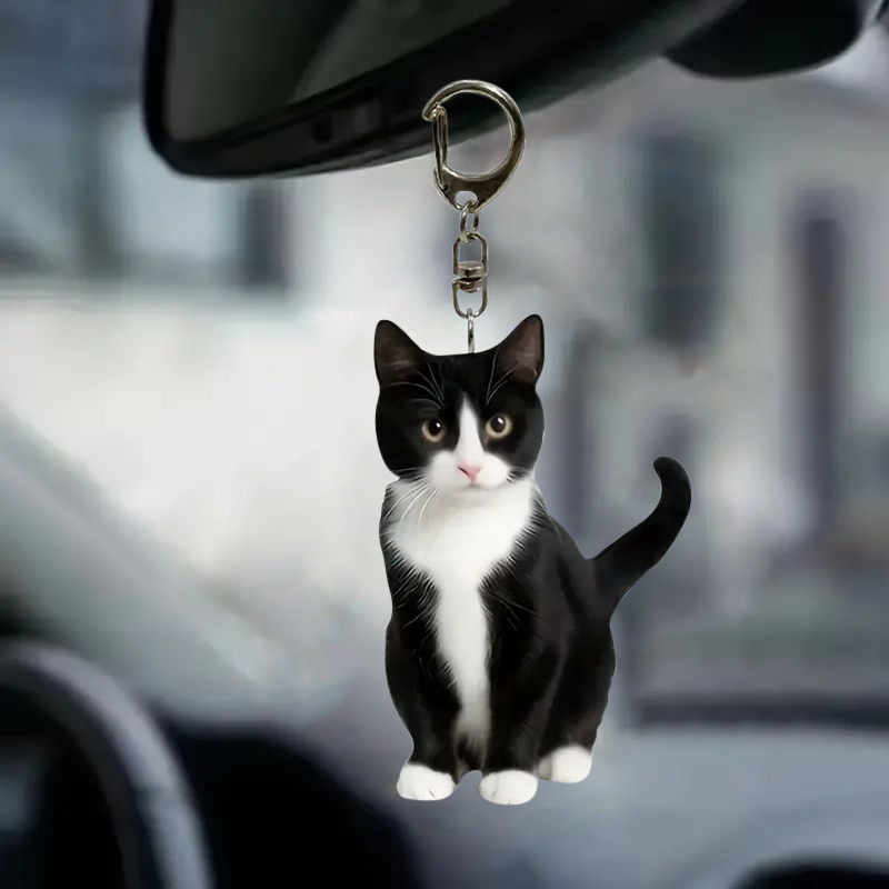Black And White Cat Keychain 2 - đánh giá và giá Resin Art Ring Design