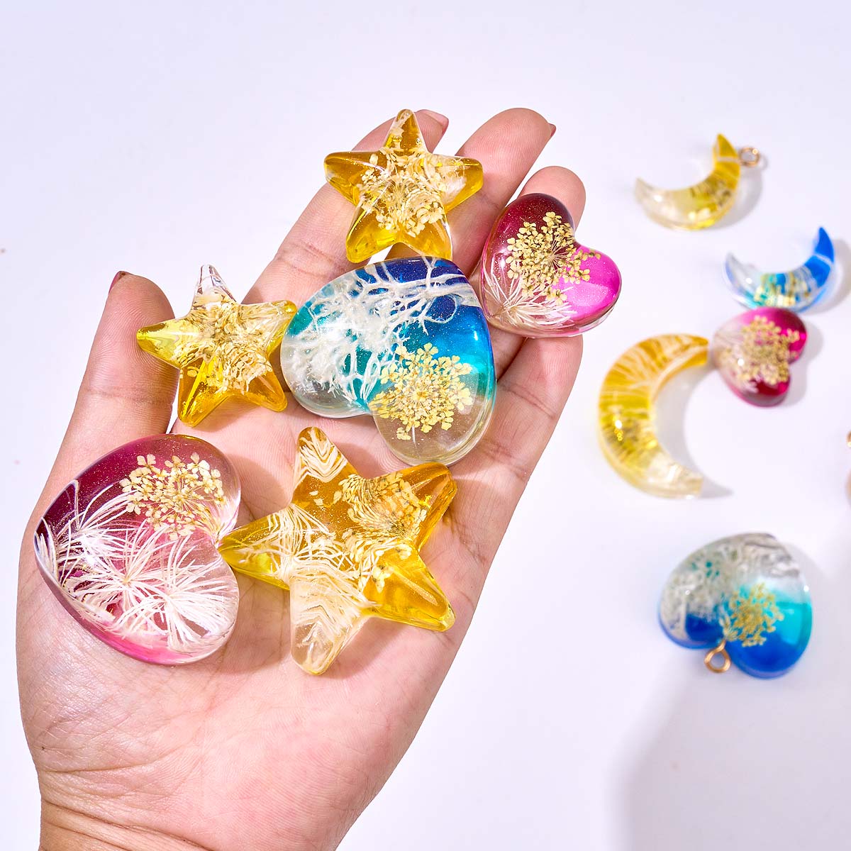 Heart Star Moon Pendant Silico - đánh giá và giá Resin Art Glue