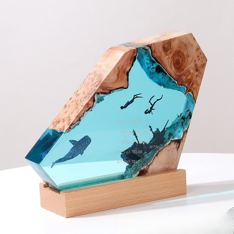 Wood Resin Night Light Ocean A - đánh giá và giá Resin Art Ocean