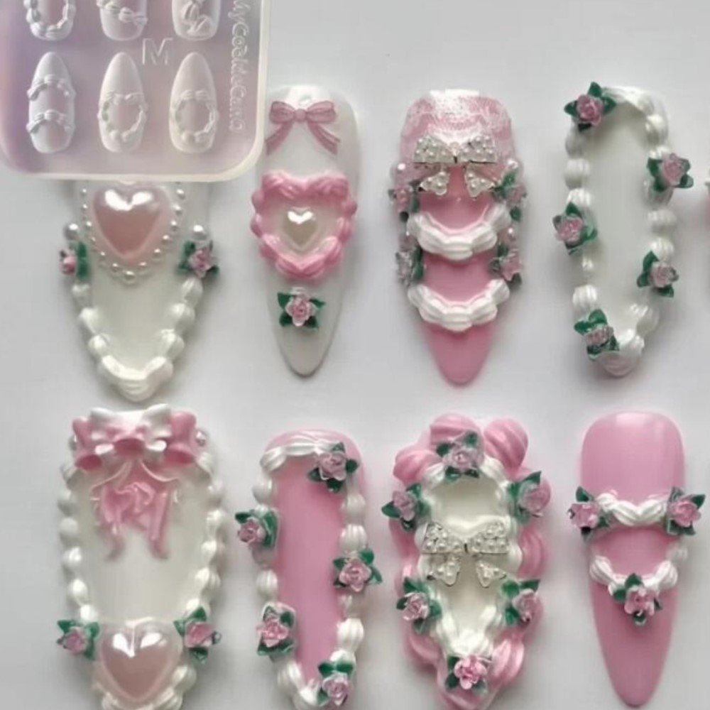 1pc 3D French Cream Nail Art S - đánh giá và giá Resin Art Template