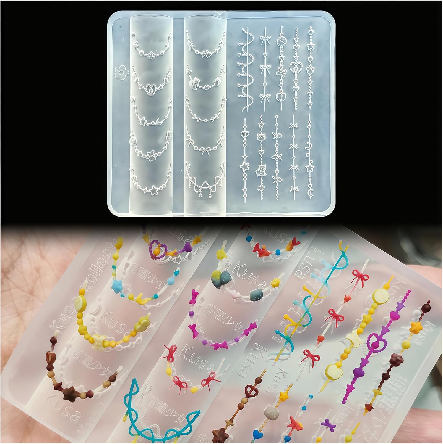 3D Bead Necklace Gel Nail Art  - đánh giá và giá Resin Art Template