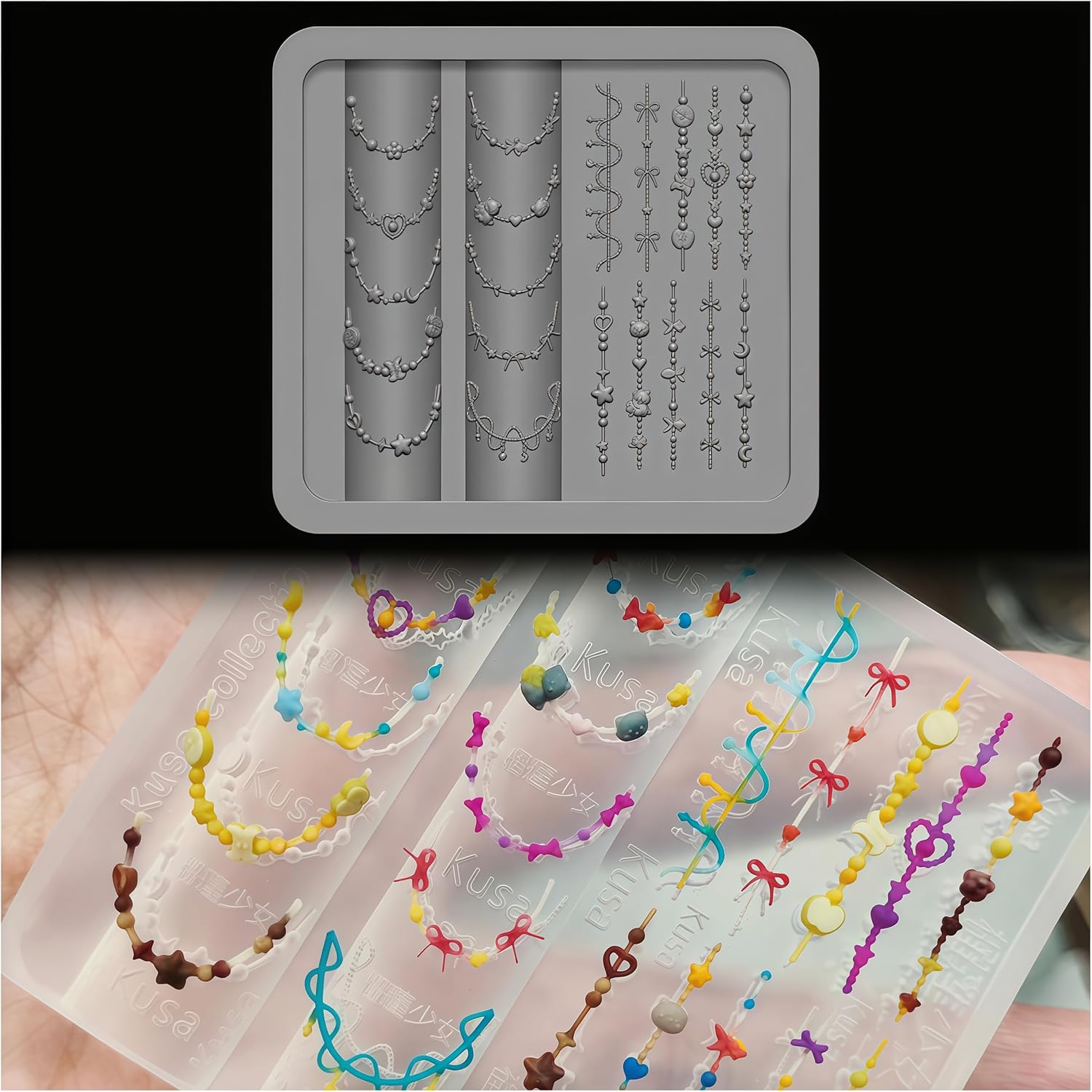 3D Bead Necklace Gel Nail Art  - đánh giá và giá Resin Art Template