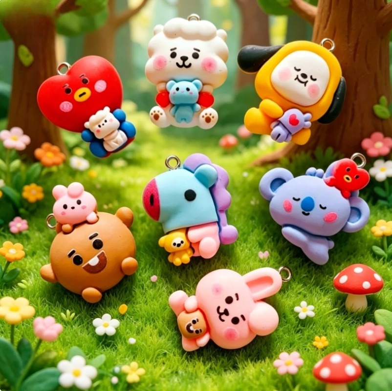 7pcs BT21 Resin Cartoon Charm  - đánh giá và giá Resin Art Materials