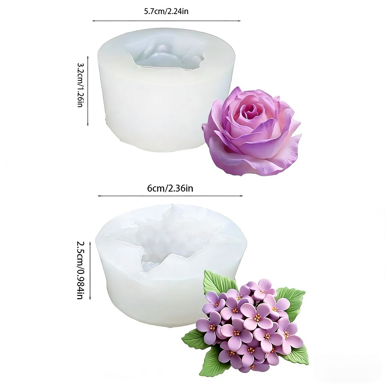 2-Piece 3D Rose and Lilac Sili - đánh giá và giá Resin Art Gift For Wedding