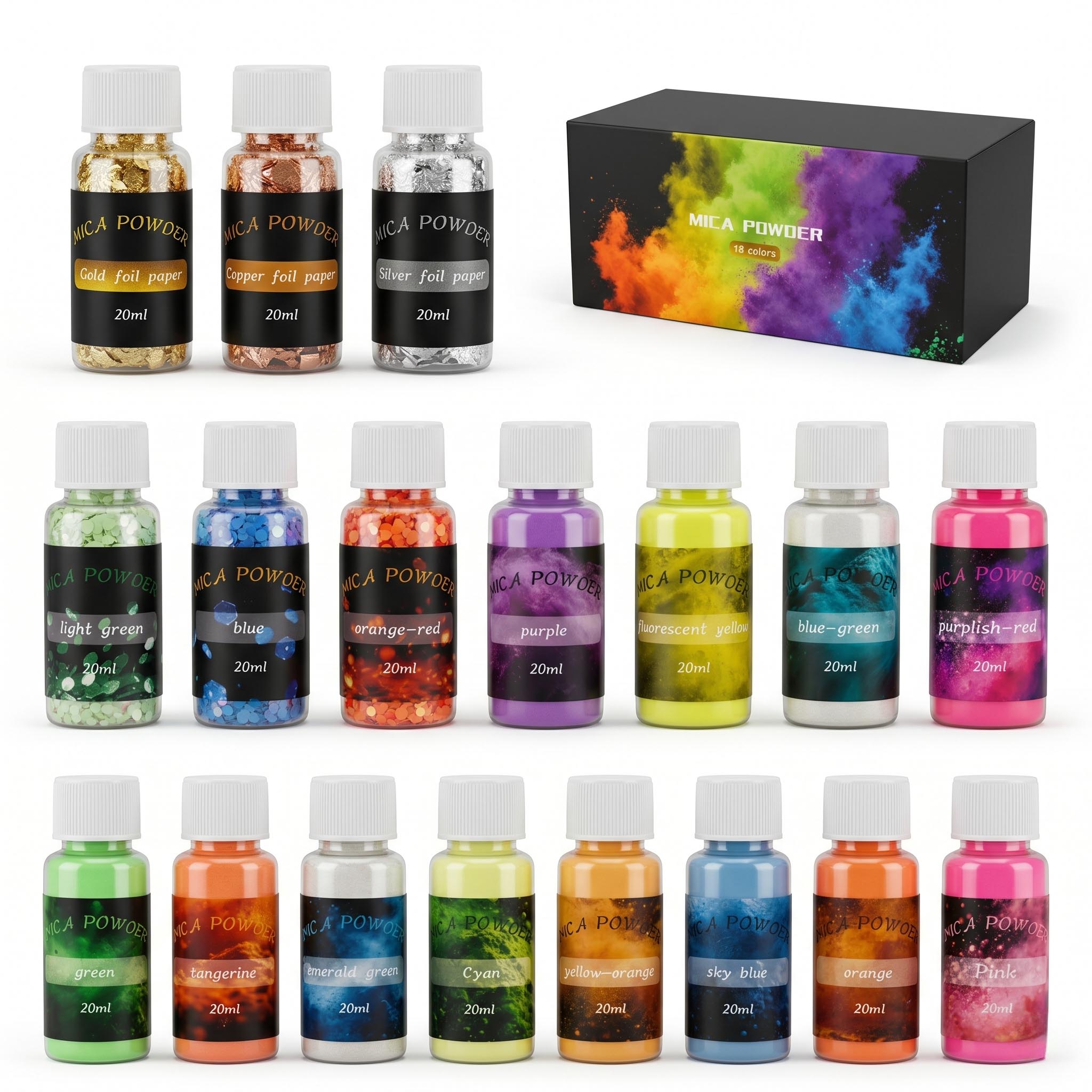18 Colors Mica Powder Set with - đánh giá và giá Mica Flake Resin