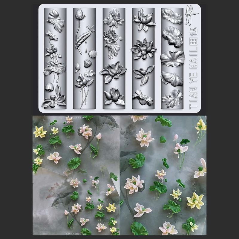 Flowers Series 3D Curved Nail  - đánh giá và giá Resin Art Template