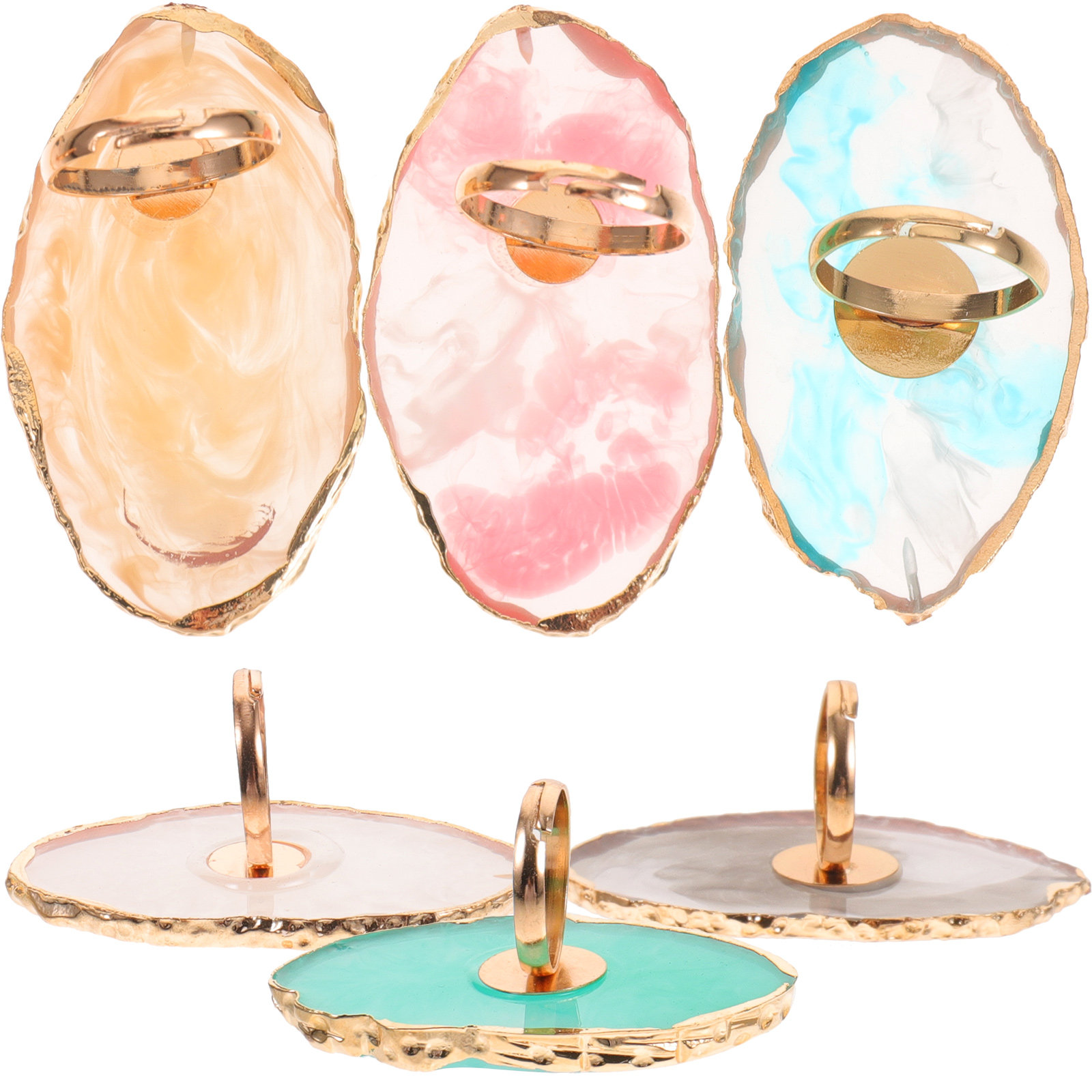 6Pcs Resin Nail Color Mixing P - đánh giá và giá Resin Art Ring Design
