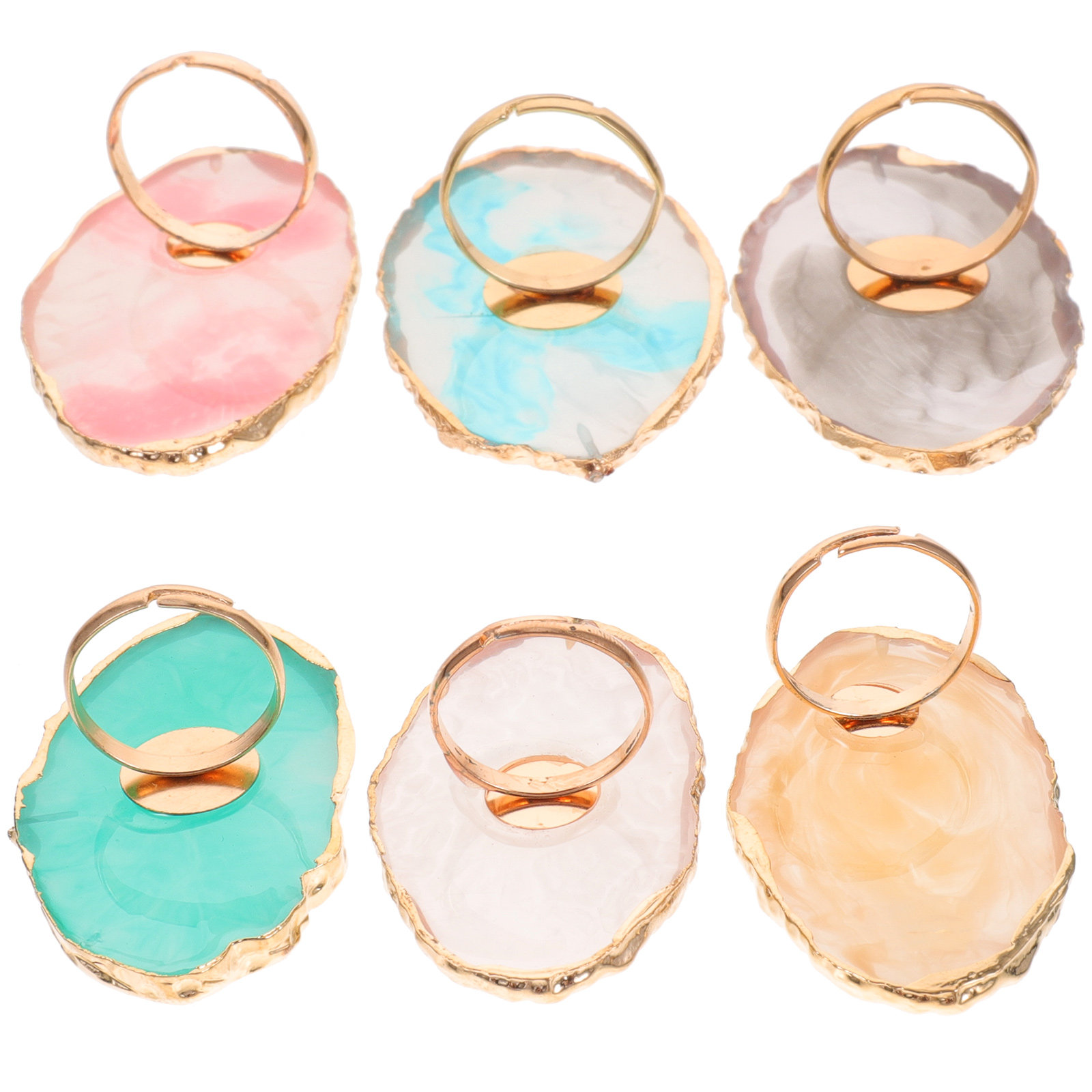 6Pcs Resin Nail Color Mixing P - đánh giá và giá Resin Art Ring Design