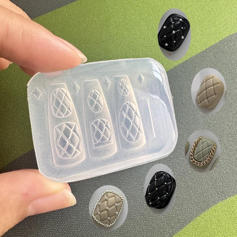 New Silicone Nails Mold Plaid  - đánh giá và giá Resin Art Template