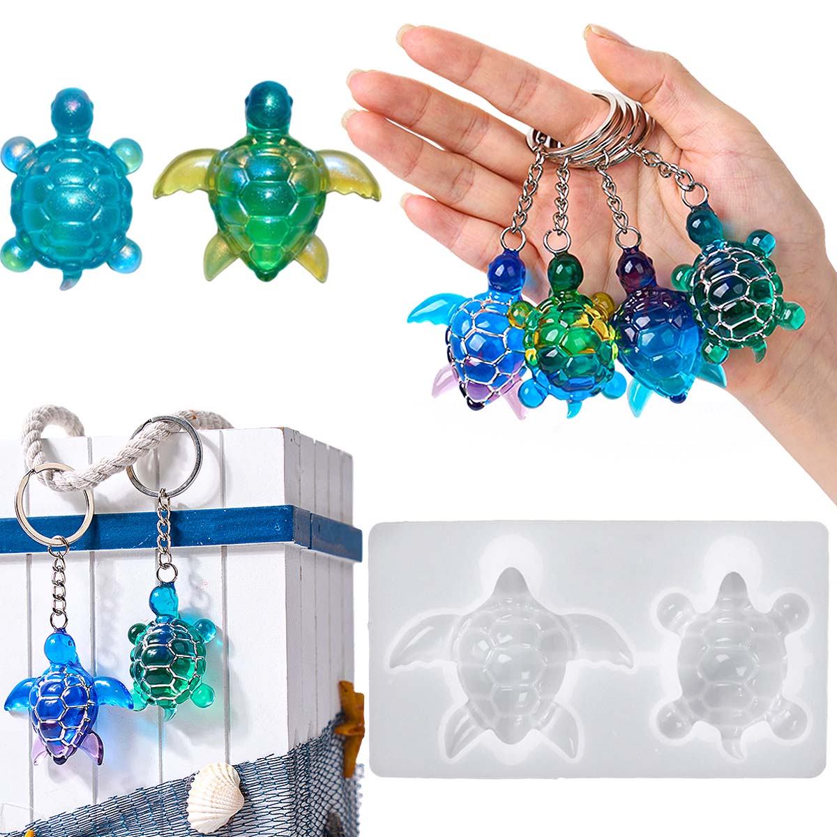 3D Sea Turtle Keychain Silicon - đánh giá và giá Resin Art Glue